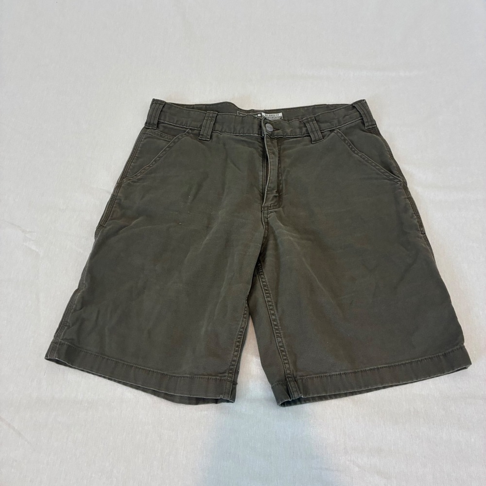Carhartt Canvas Work Shorts Mens 33 Green Relaxed Fit Rugged Flex BS2514-M